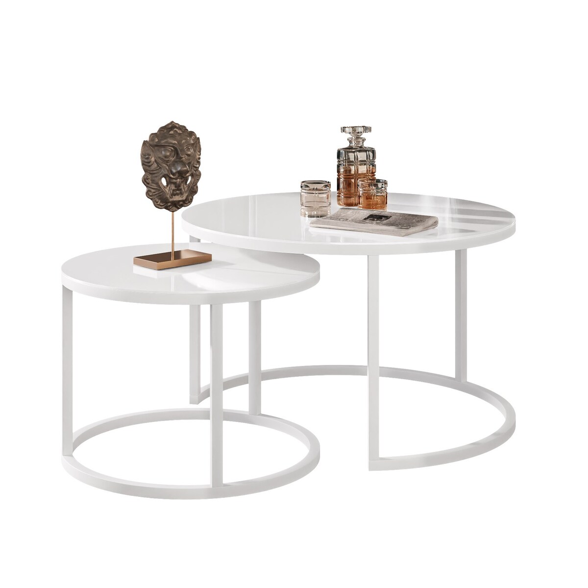 Stolik kawowy CIRI 2w1 białe szkło