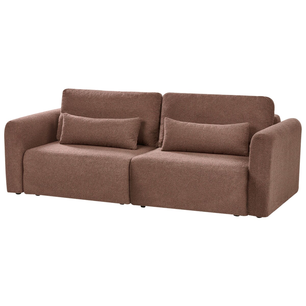 Sofa rozkładana dla 3 osób VAXHOLM Boucle Brązowy ze schowkiem