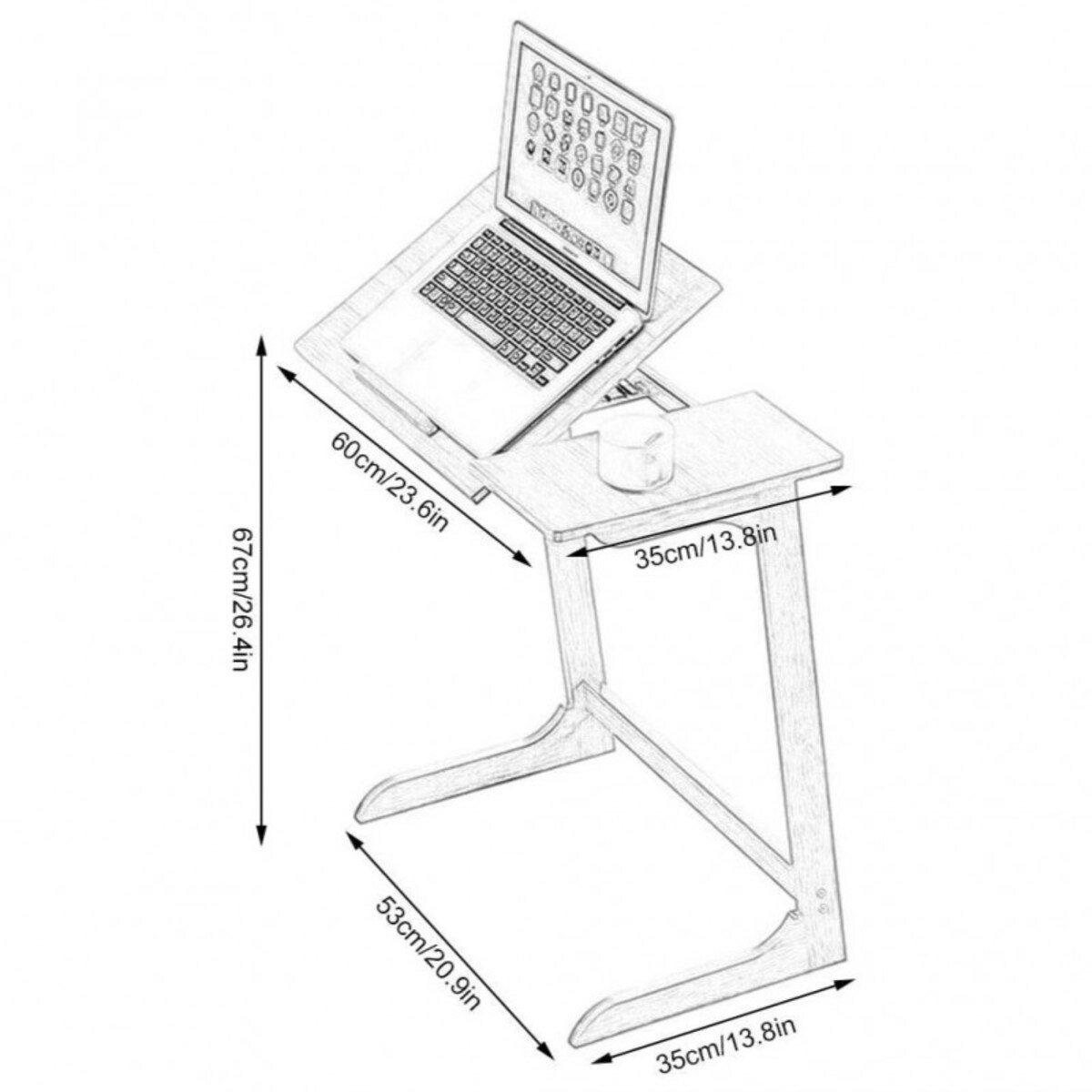 Wielofunkcyjne biurko stolik pod laptop tablet, składane 60 x 35 cm STL21