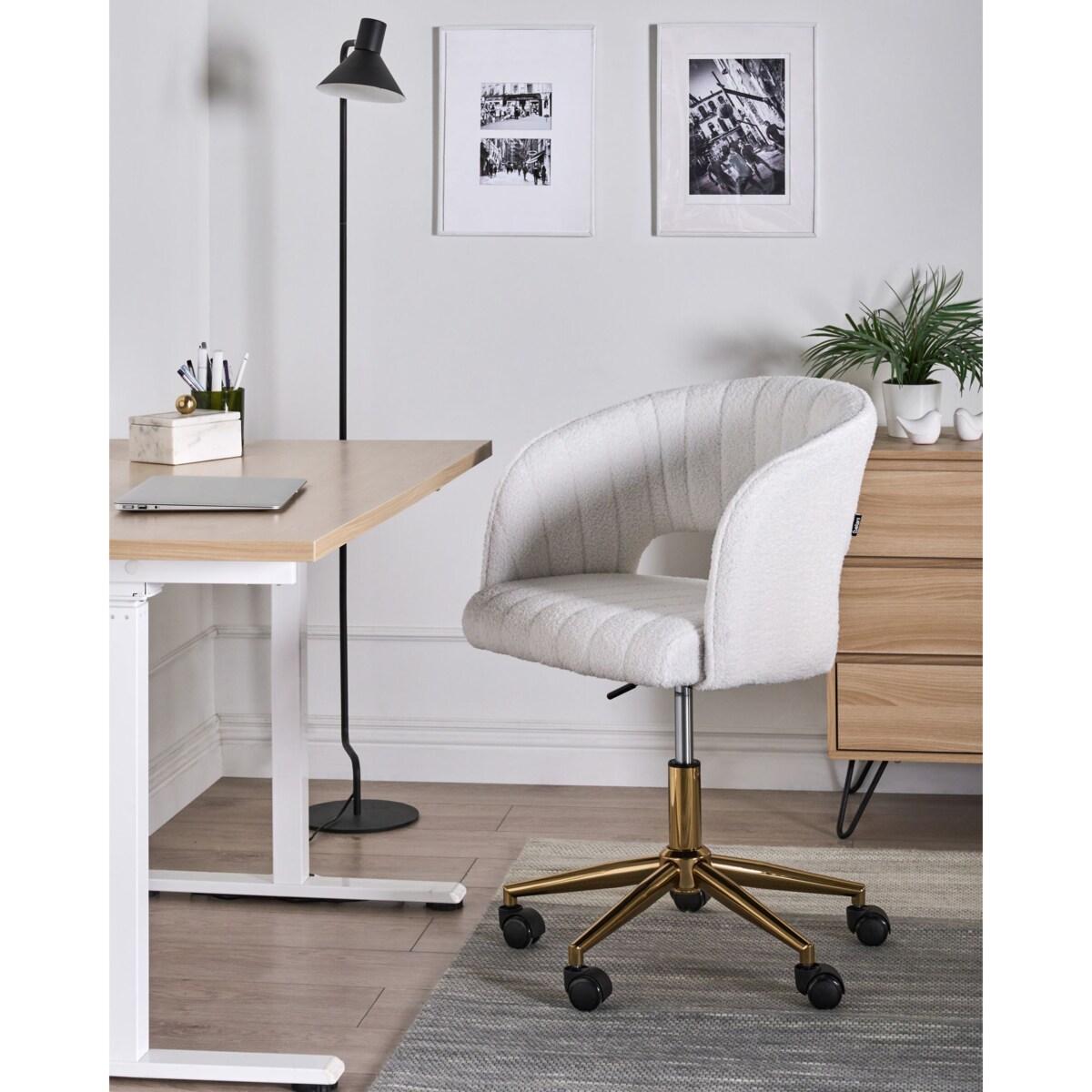 Krzesło obrotowe KATONAH Boucle Złamana biel