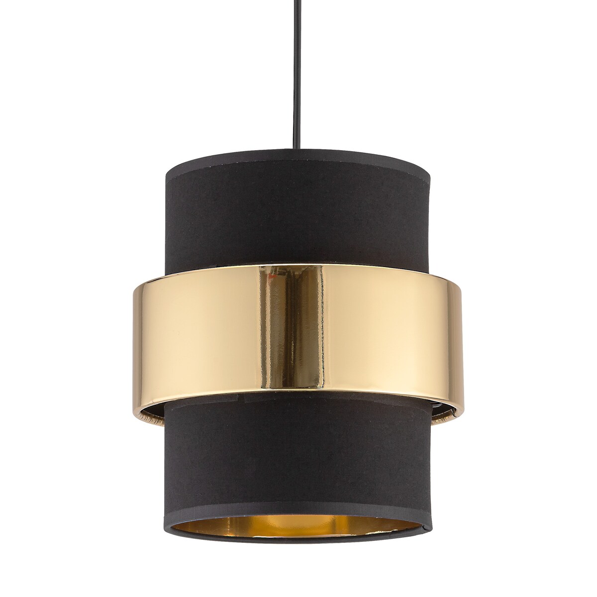 Lampa zwieszana okrągła glamour Calisto 4377 TK Lighting tkanina czarna złota