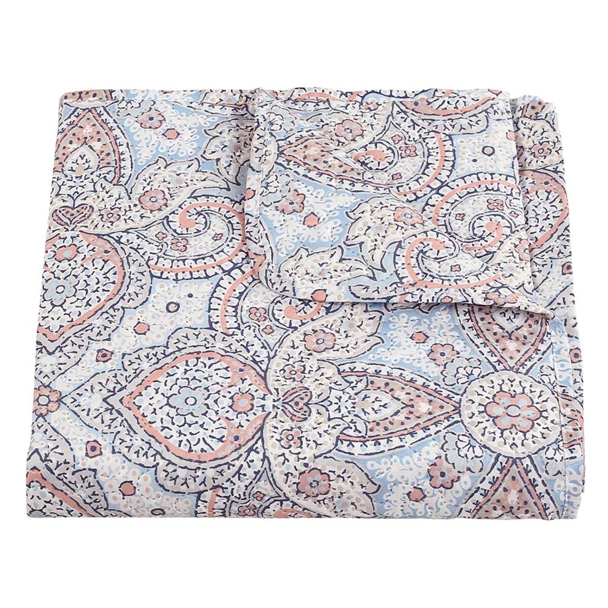 Narzuta pikowana niebieska Harem 170x210, dekoracyjny ornament, drukowana