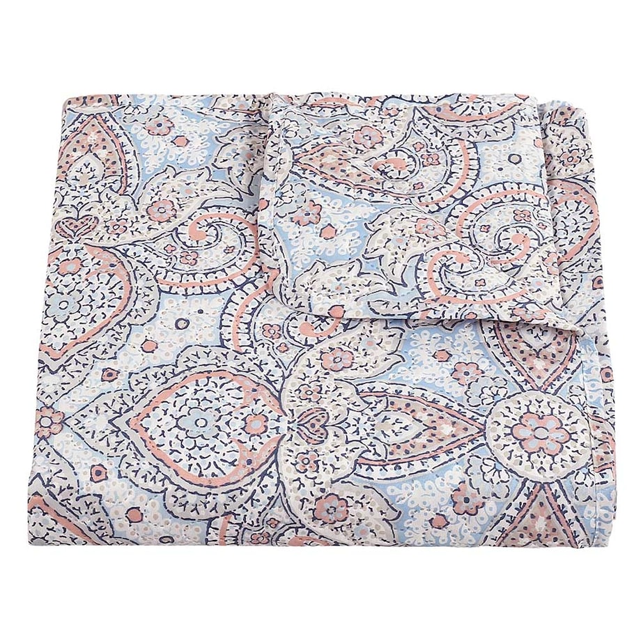 Narzuta pikowana niebieska Harem 170x210, dekoracyjny ornament, drukowana