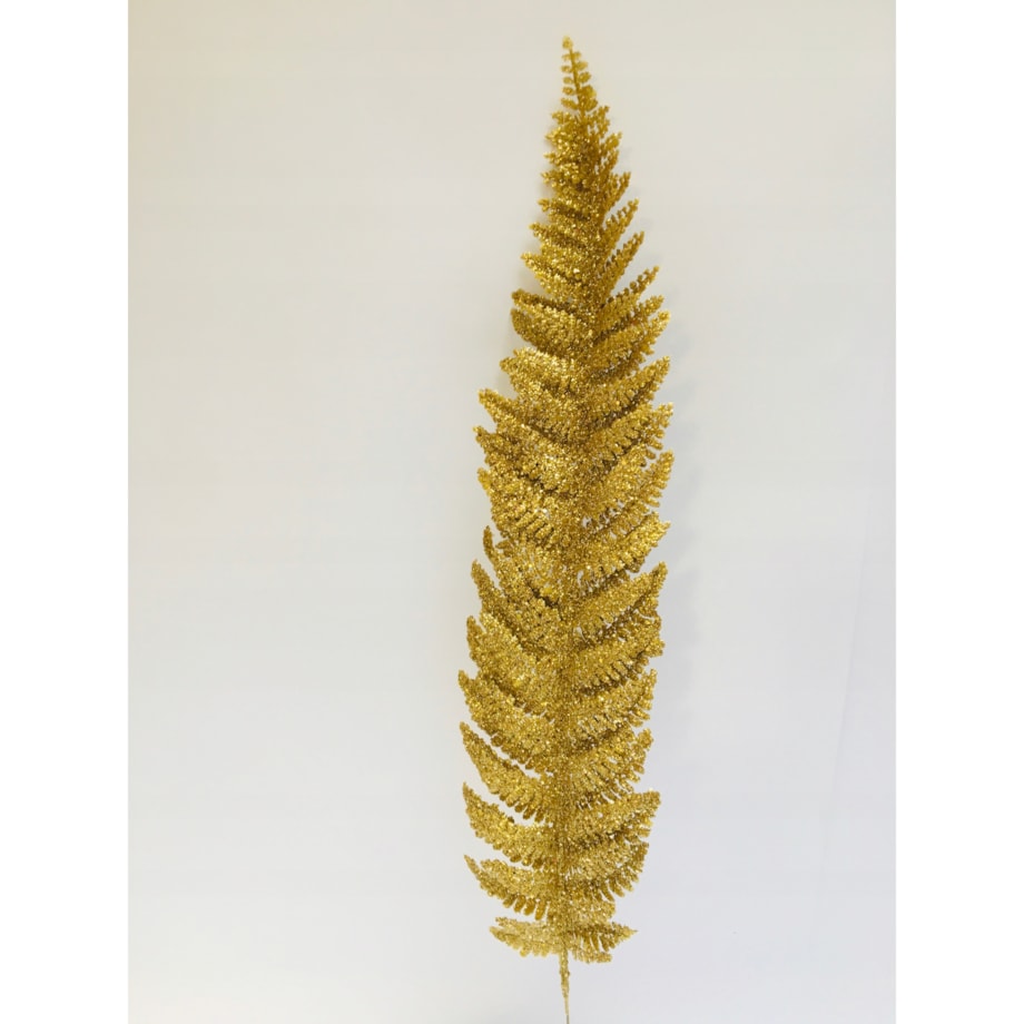 BROKATOWA GĘSTA Długa duża ZŁOTA paprotka gałązka dodatek świąteczna pik
