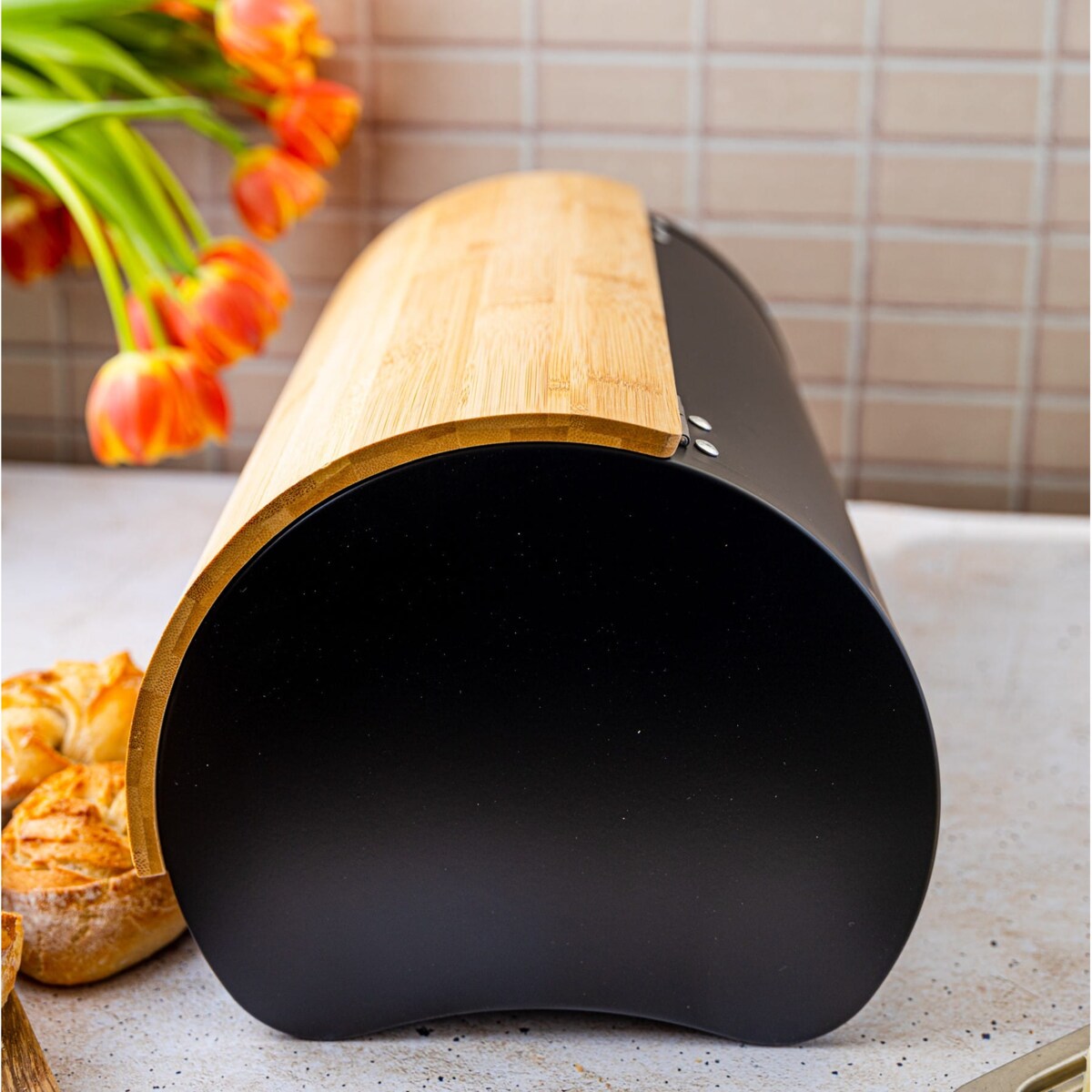 Chlebak stalowy 38cm pojemnik na chleb pieczywo KLAUSBERG