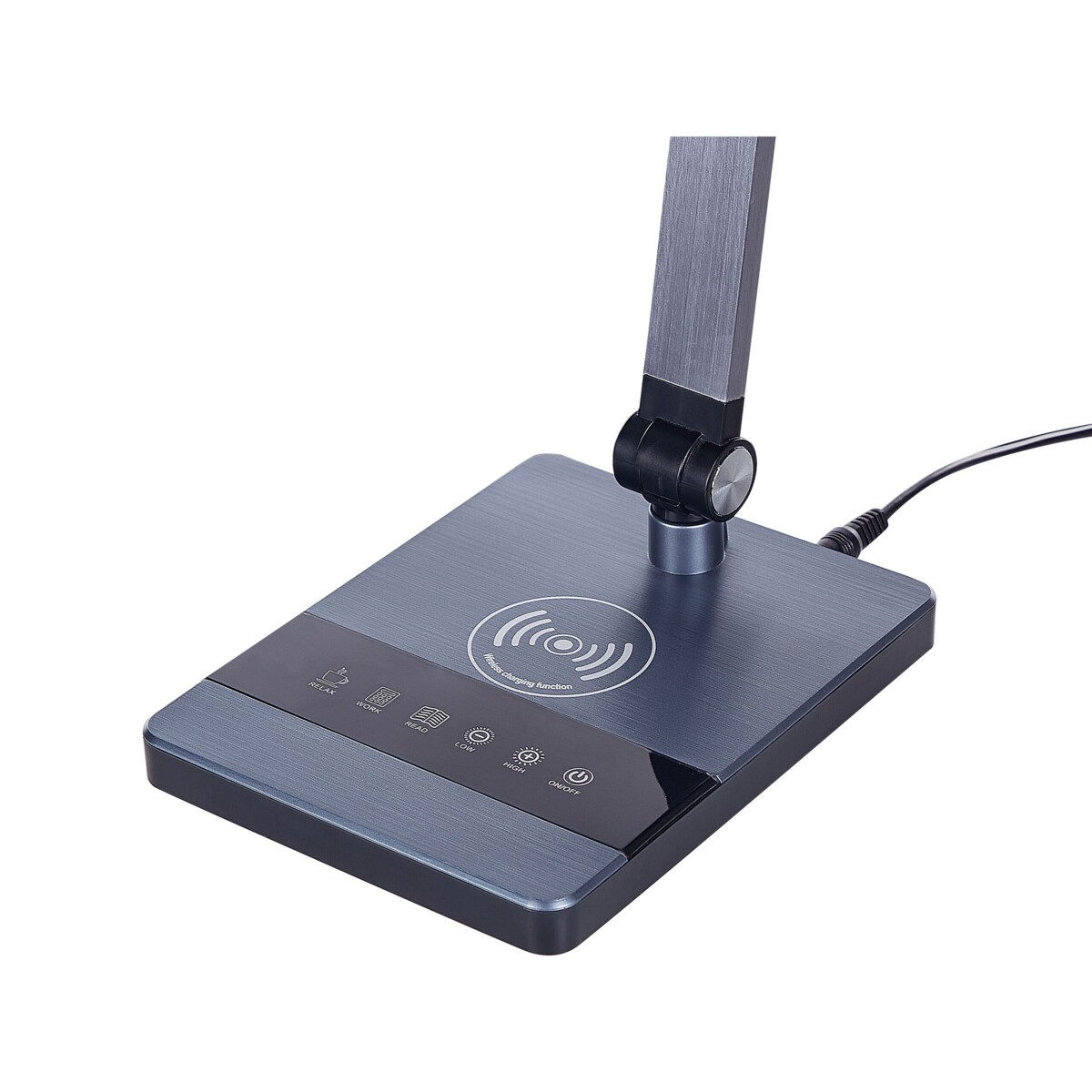 Lampa biurkowa LED metalowa z ładowarką indukcyjną czarna LACERTA