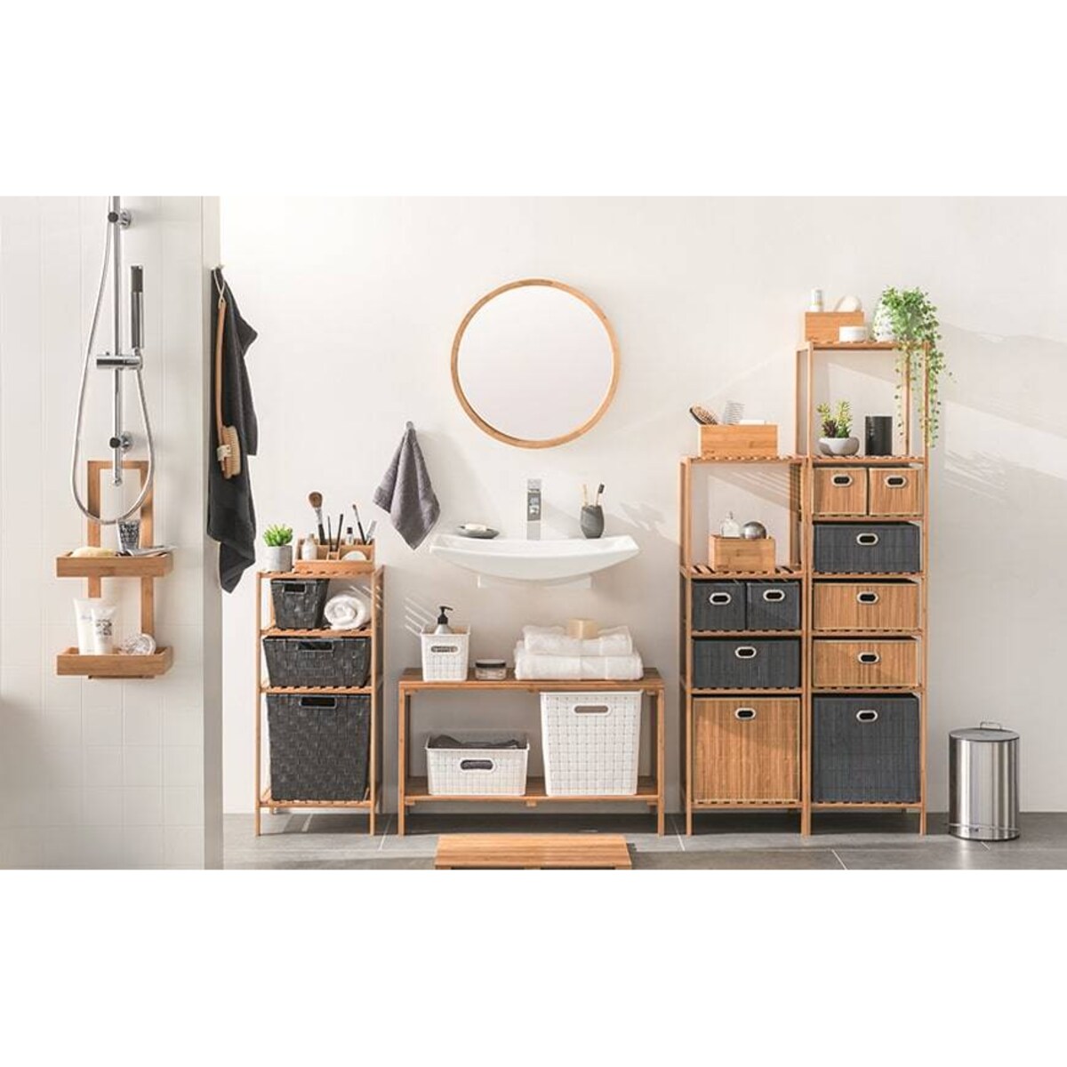 Regał z drewna bambusowego, z pięcioma półkami do przechowywania