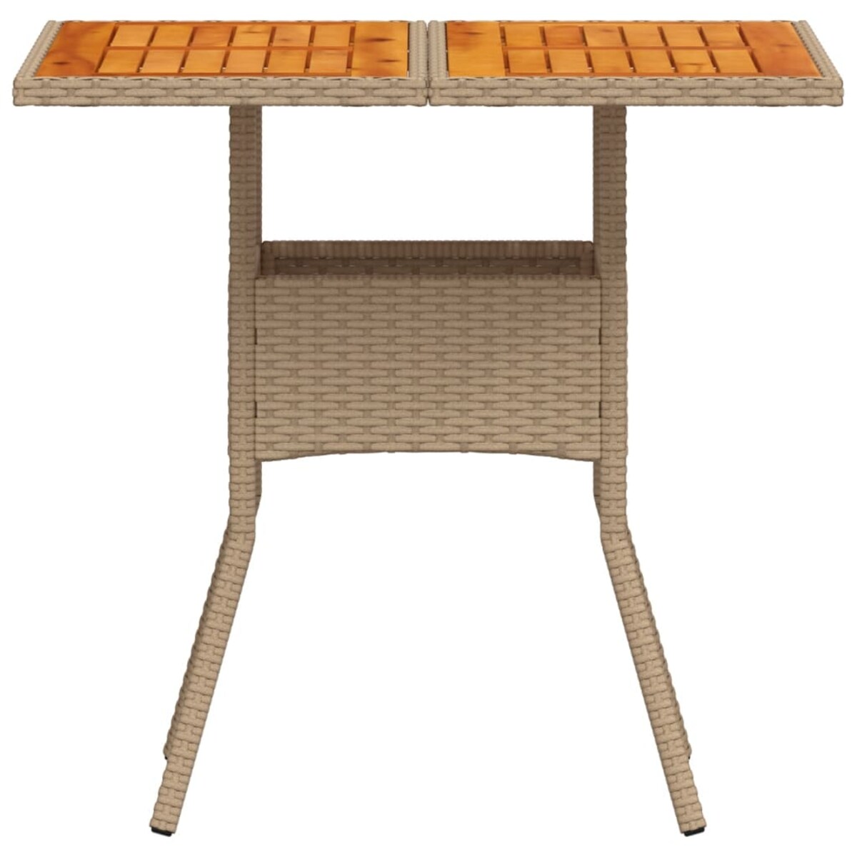 vidaXL Stolik ogrodowy, beżowy, 80x80x75 cm, polirattan i akacja