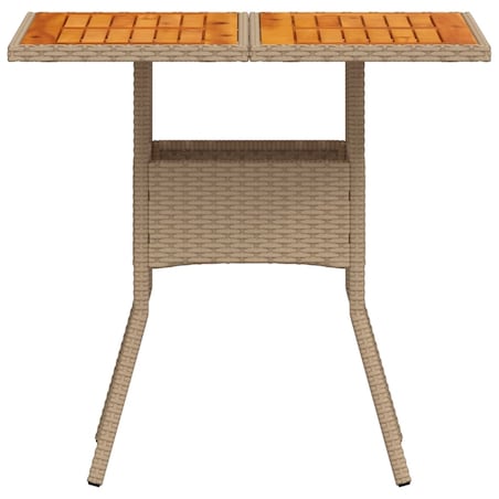 vidaXL Stolik ogrodowy, beżowy, 80x80x75 cm, polirattan i akacja