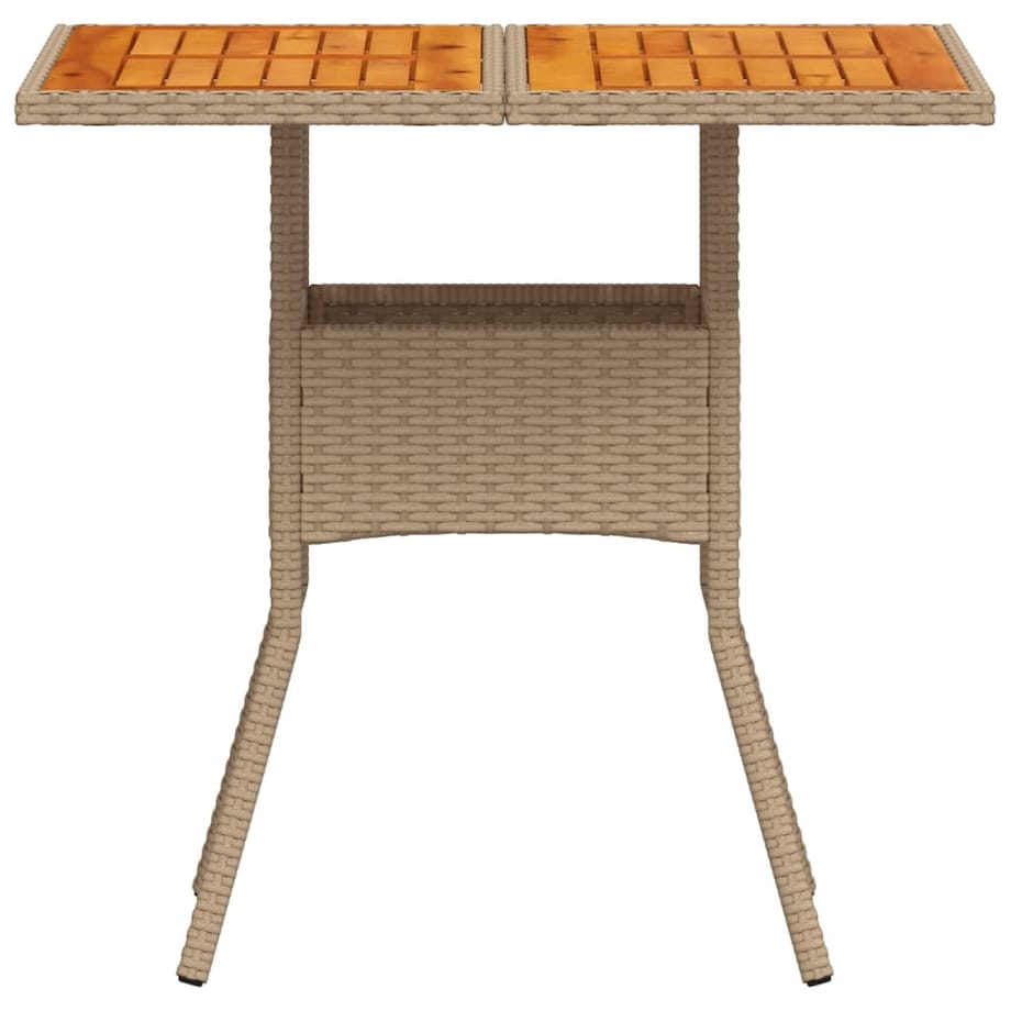 vidaXL Stolik ogrodowy, beżowy, 80x80x75 cm, polirattan i akacja