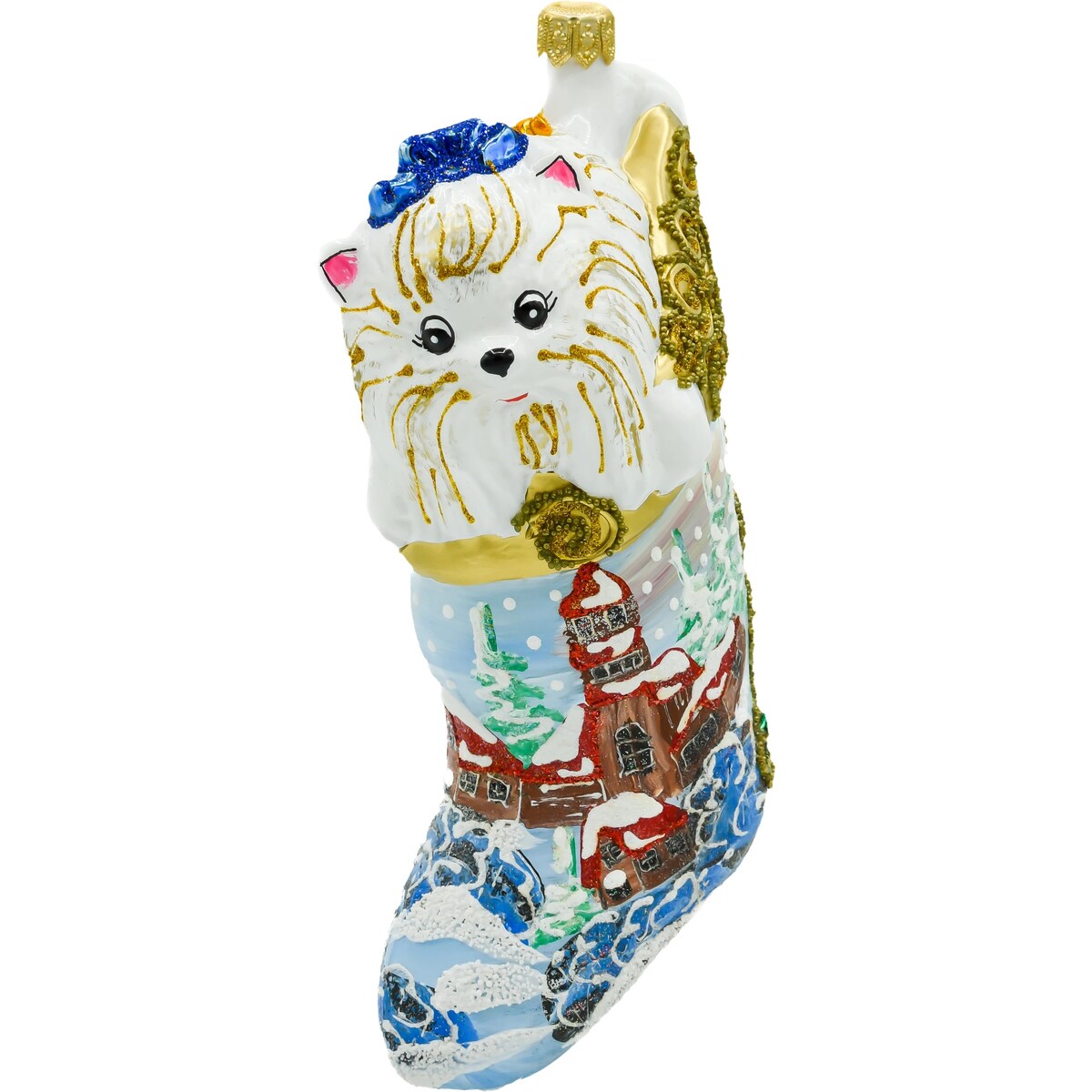 Bombka choinkowa: Świąteczna skarpeta z pieskiem