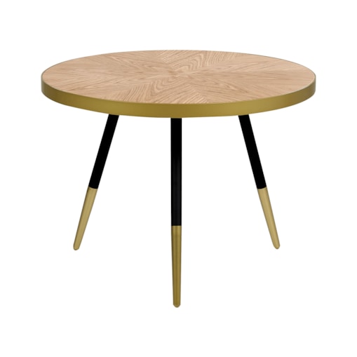 Stolik kawowy jasne drewno ze złotym RAMONA