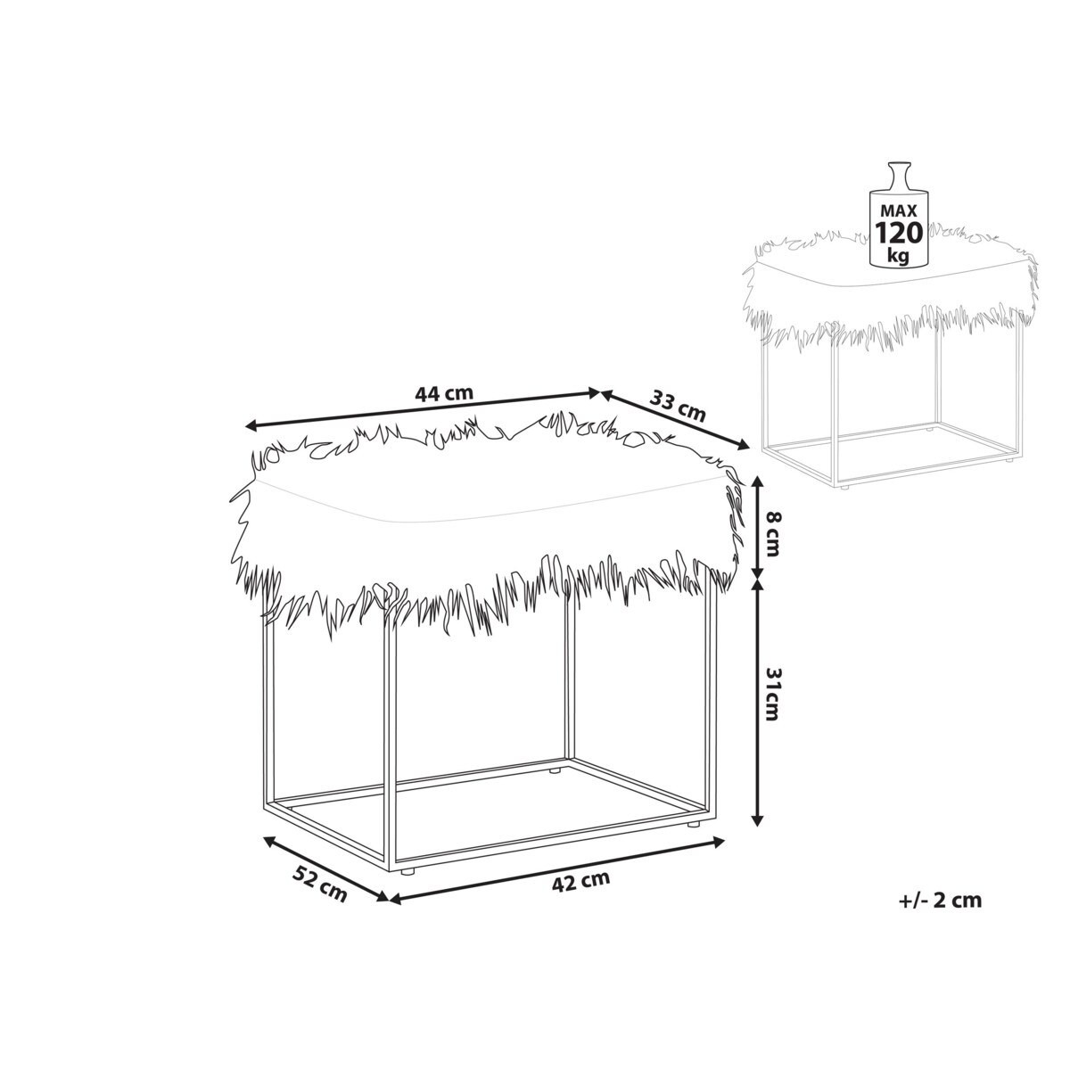 Stołek futrzany biały MANHATTAN