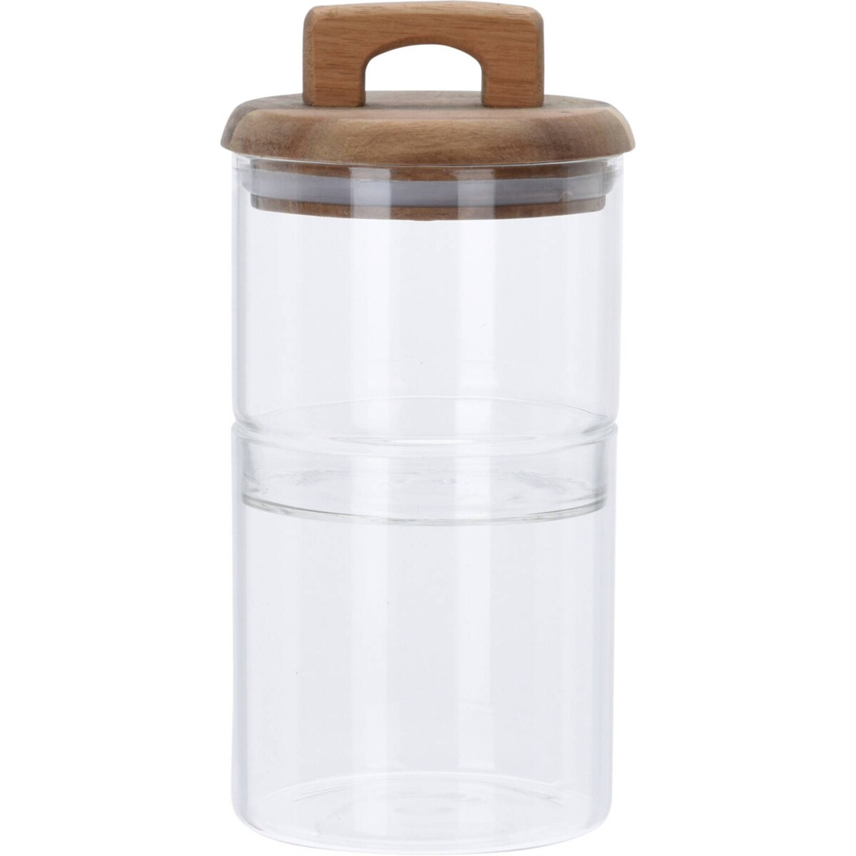 Zestaw szklanych pojemników na żywność z zamknięciem z drewna