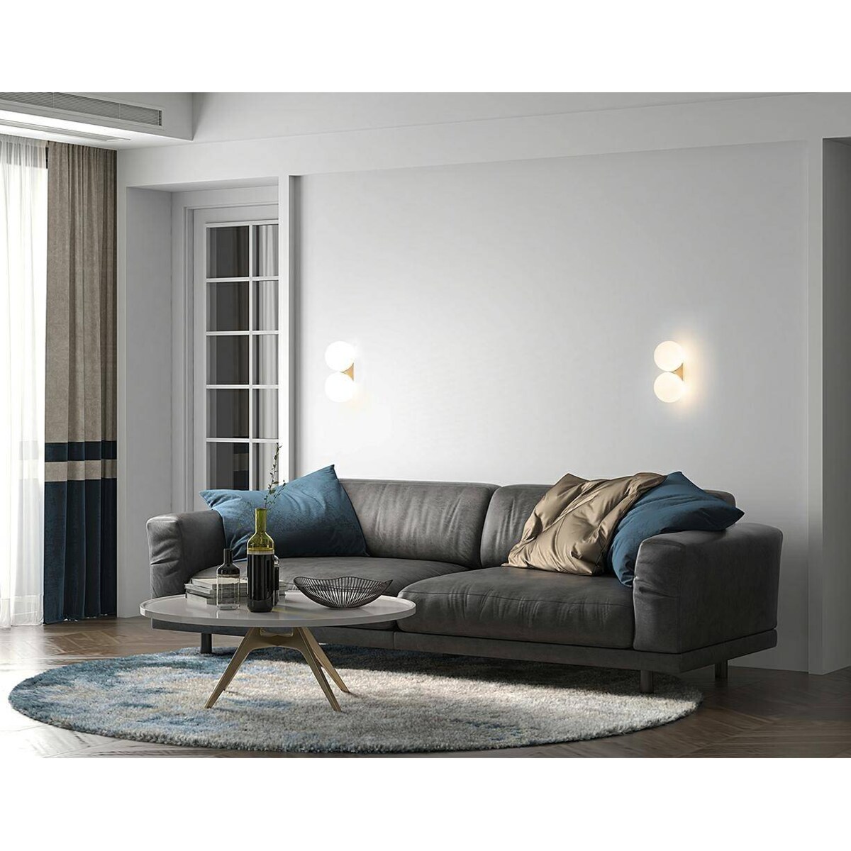 Szklana lampa ścienna Boll Twin MSE010400224 złota