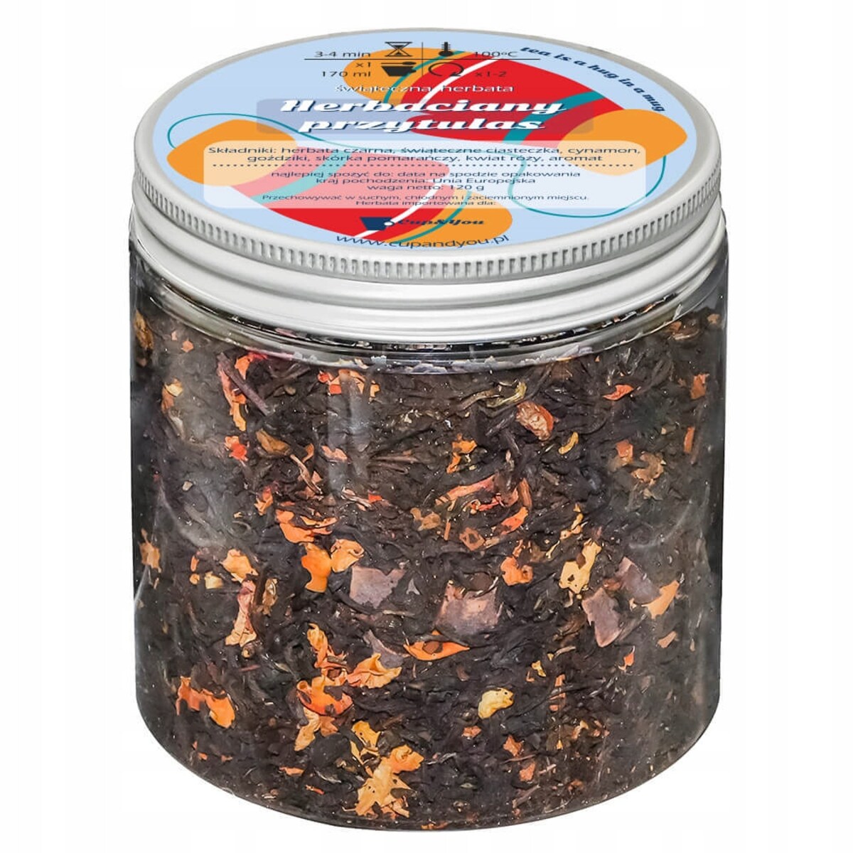 ŚWIĄTECZNY ZESTAW PREZENTOWY "HERBACIANY PRZYTULAS" HERBATA SYPANA KUBEK SKARPETKI - PREZENT UPOMINEK NA MIKOŁAJA ŚWIĘTA GWIAZDKĘ BOŻE NARODZENIE POD CHOINKĘ DLA KOBIETY FACETA