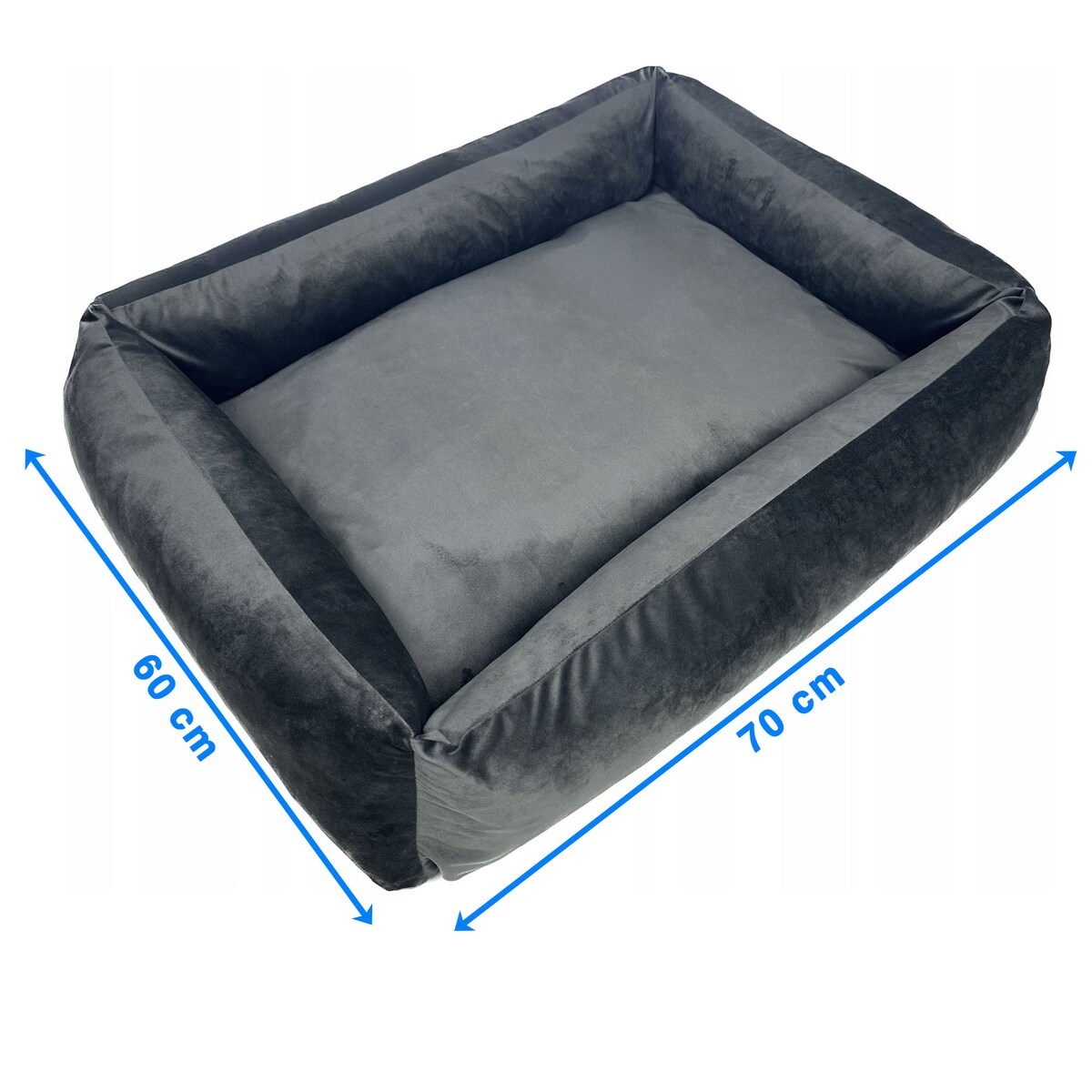 Legowisko Dla Psa Kanapa Posłanie Welurowe 70X60 Cm Prestiżowe Szare