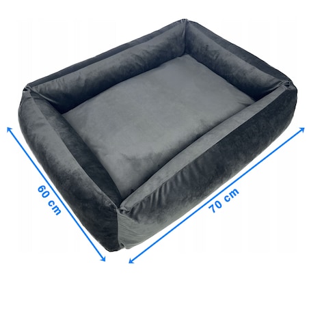 Legowisko Dla Psa Kanapa Posłanie Welurowe 70X60 Cm Prestiżowe Szare