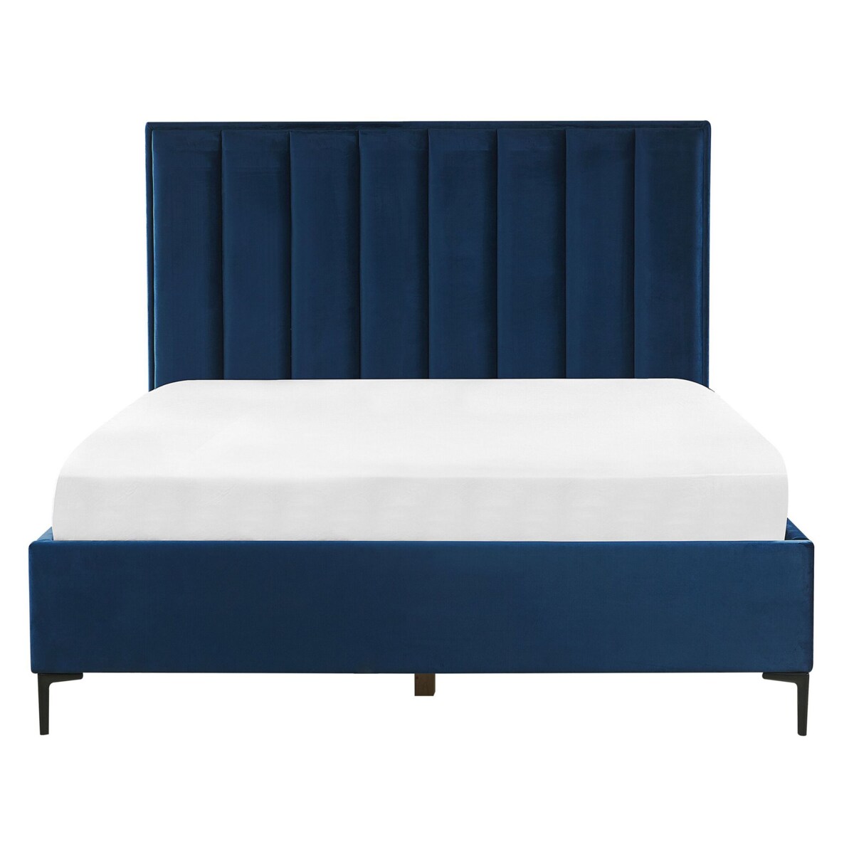 Łóżko z pojemnikiem Welur SEZANNE 140 x 200 cm Granatowy