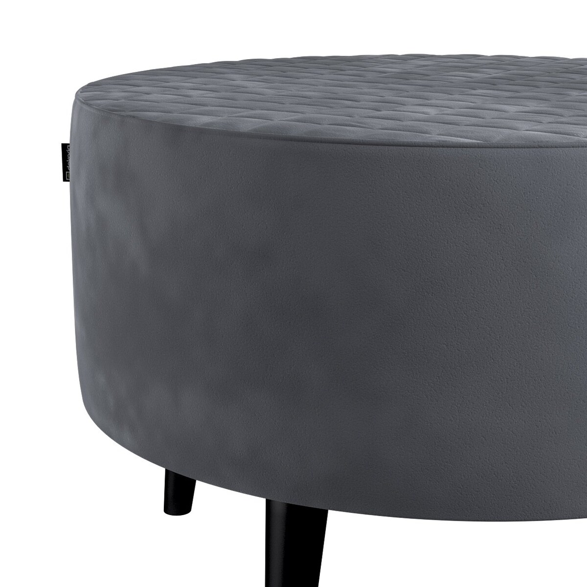Podnóżek okrągły pikowany, grafitowy szary, Ø60 x 40 cm, Velvet