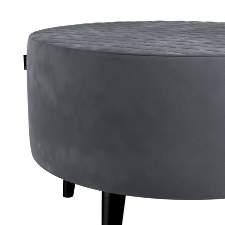 Podnóżek okrągły pikowany, grafitowy szary, Ø60 x 40 cm, Velvet