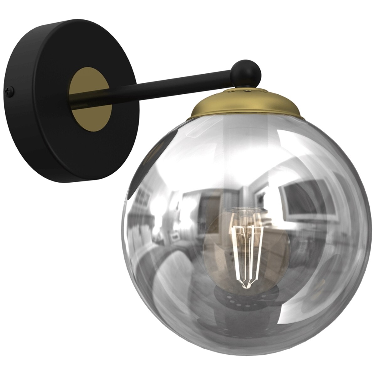 Lampa ścienna Reflex MLP8412 kula przydymiona złota