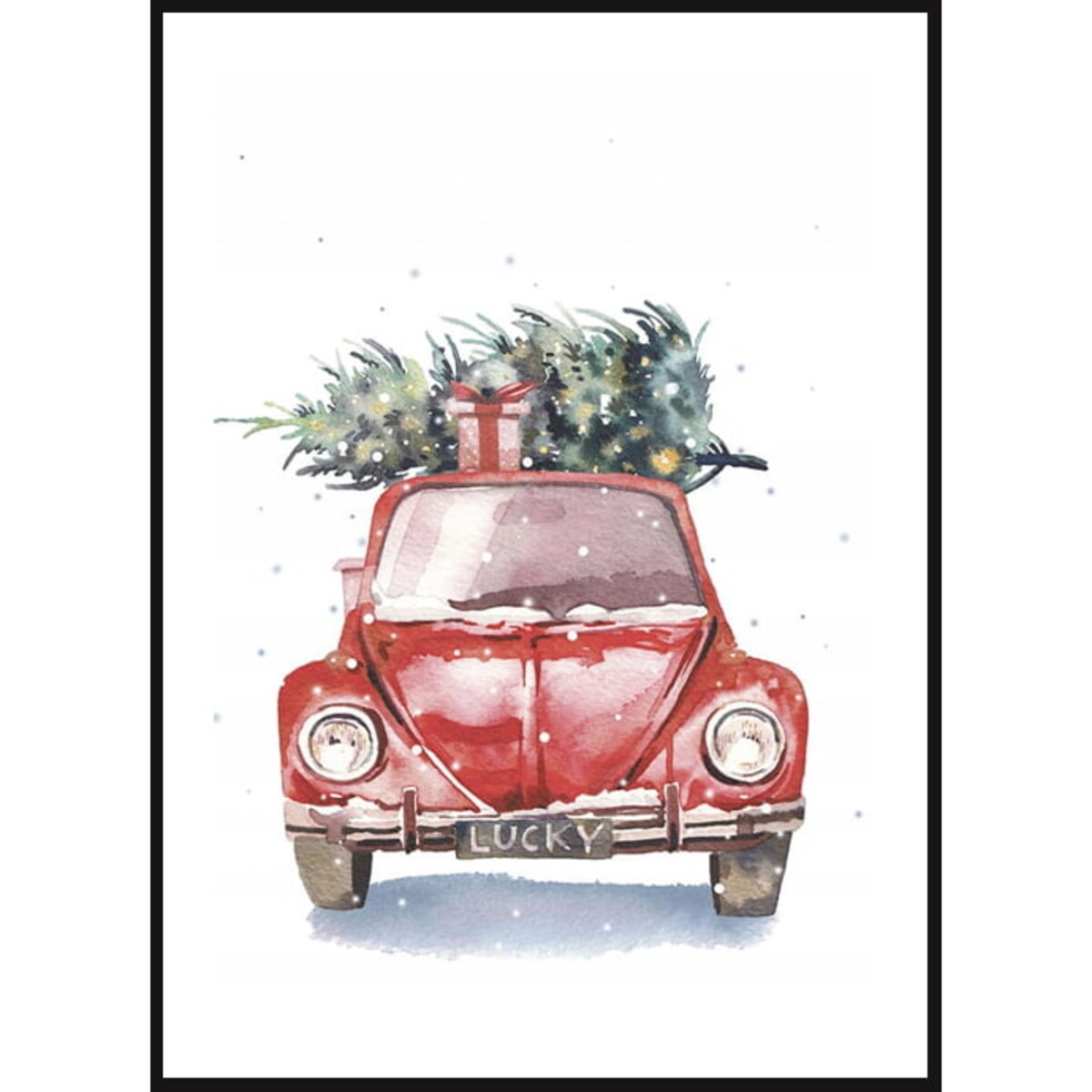 Poster Story, Plakat, Obraz - Czerwony Garbus z Choinką, wymiary 60 x 84 cm