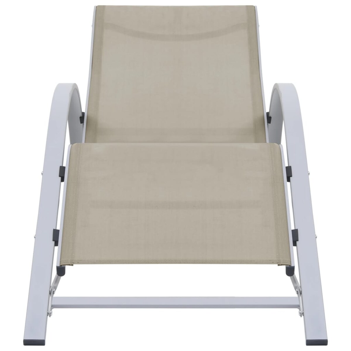 vidaXL Leżaki ze stolikiem, 2 szt., aluminium, kremowe