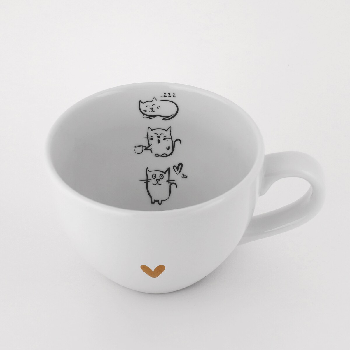 Biały Kubek Porcelanowy 500 ml - Grafika Trzech Małych Kotków dla Miłośnika Kotów na Urodziny