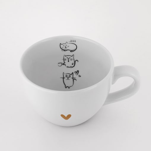 Biały Kubek Porcelanowy 500 ml - Grafika Trzech Małych Kotków dla Miłośnika Kotów na Urodziny
