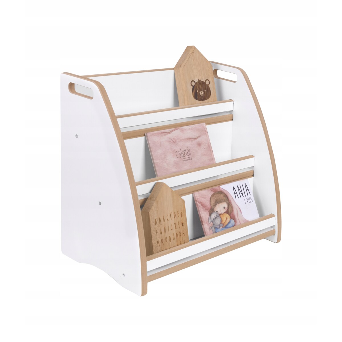 BIBLIOTECZKA MONTESSORI Regał organizer na książki dzieci S dziecięcego CE