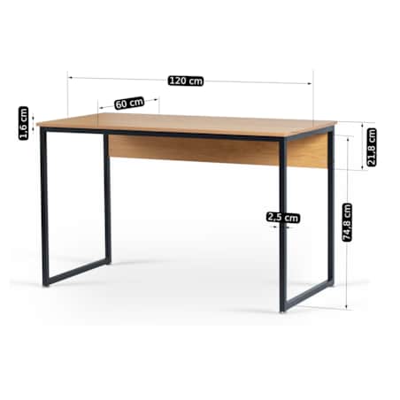 Biurko 120 Industrialne Biurowe Gabinetowe Proste Dąb Złoty ROSS