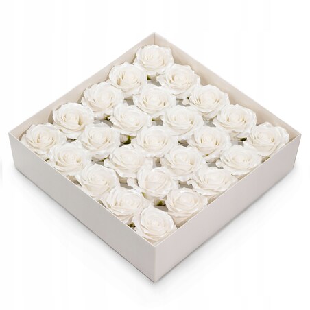 3x RÓŻA 5 warstwowa BŁYSZCZĄCE WYKOŃCZENIE BIAŁA KWIATY MYDLANE na bukiet