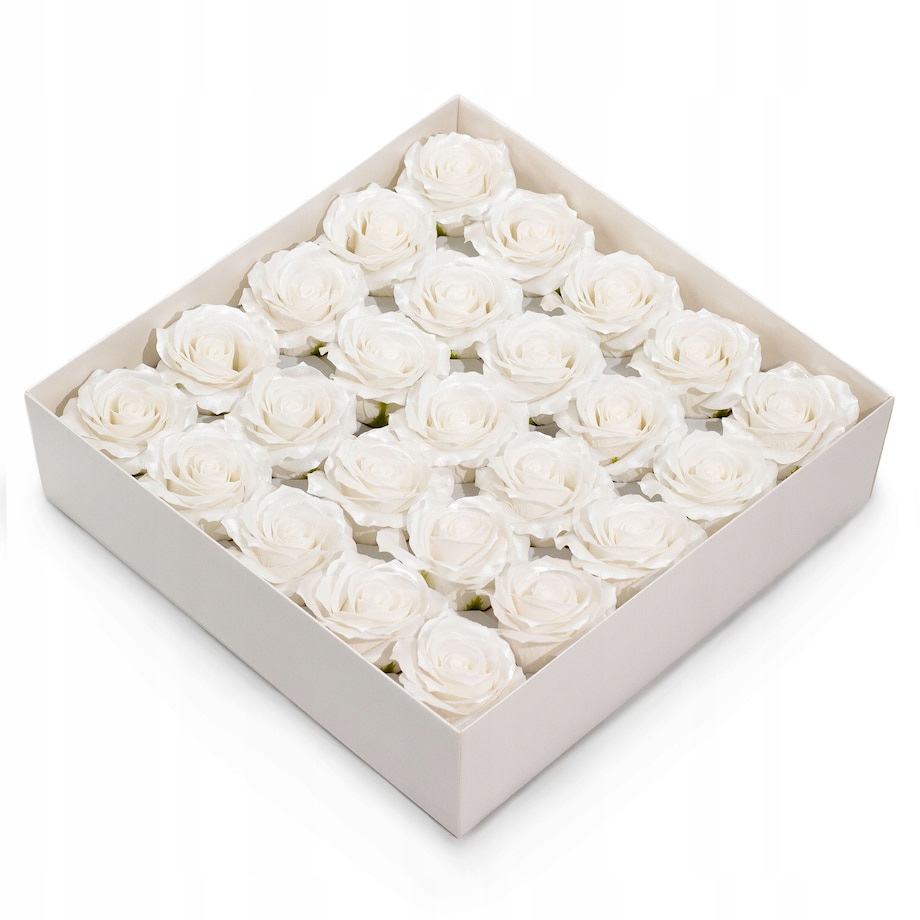 3x RÓŻA 5 warstwowa BŁYSZCZĄCE WYKOŃCZENIE BIAŁA KWIATY MYDLANE na bukiet