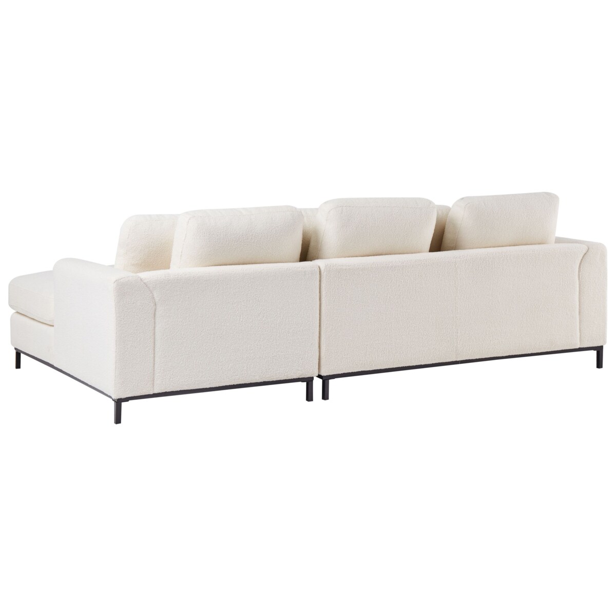 Sofa narożna lewostronna z otomaną OSLO Biały Boucle dla 5 osób Lewostronny