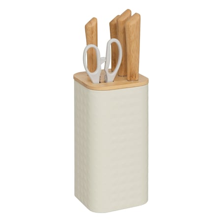 Blok i 4 noże i nożyczki EXTRA beżowy