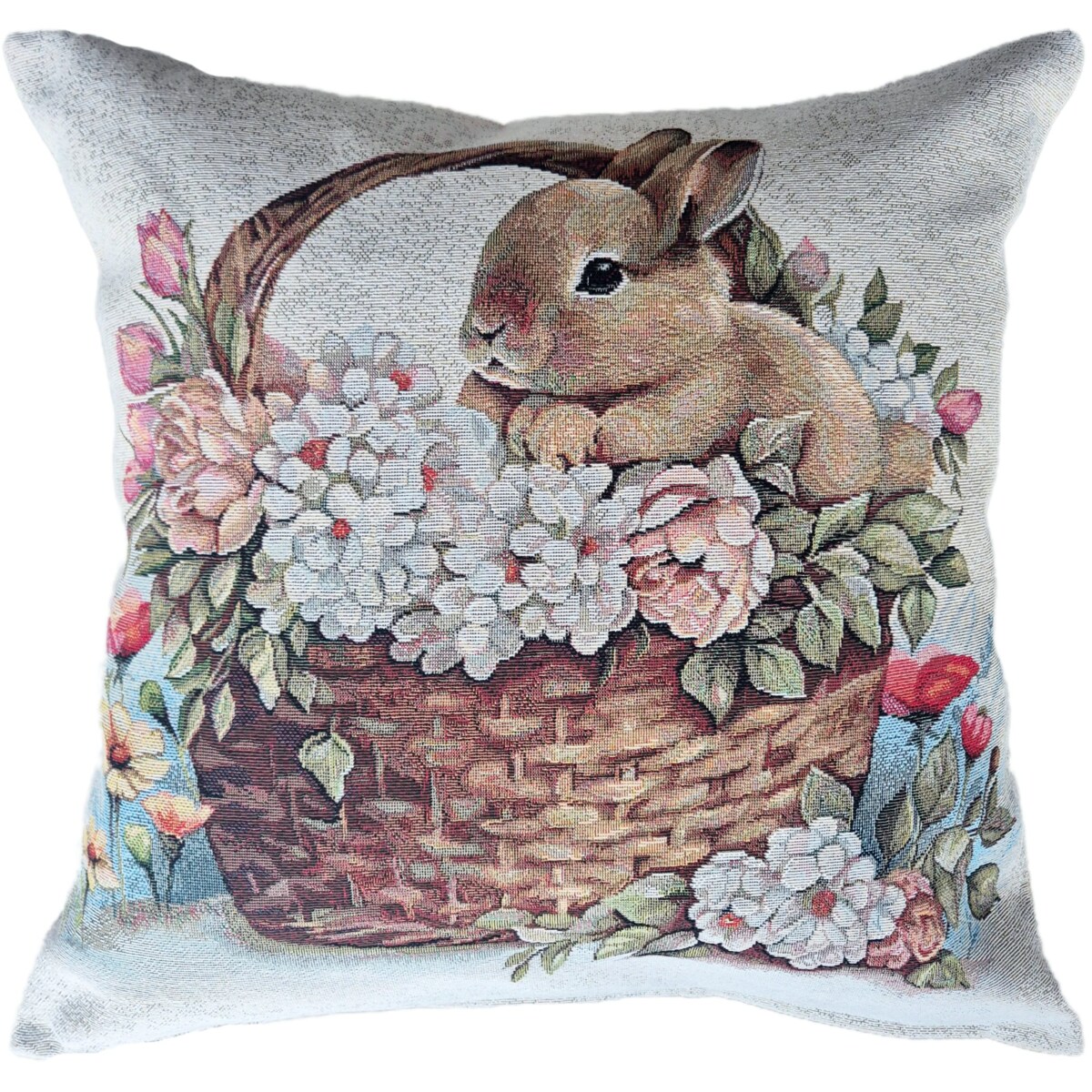 Poszewka Wielkanocna Na Poduszkę 45X45 Cm Jasiek Żakardowa Z Zajączkiem