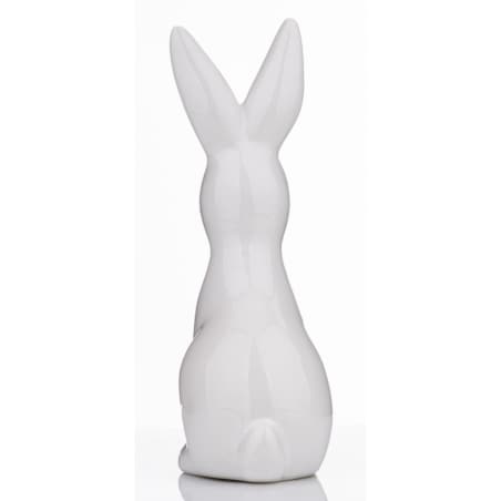 Dekoracja - siedzący biały królik 16x5,5x8 cm z pozłacanymi uszkami -2