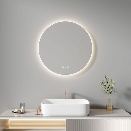 Lustro ścienne LED z ryflowaną ramą ROUND 80cm