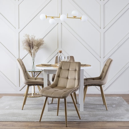 Krzesło Tapicerowane Skandynawskie Welurowe Jadalni Salon Loft Beżowe RODRI