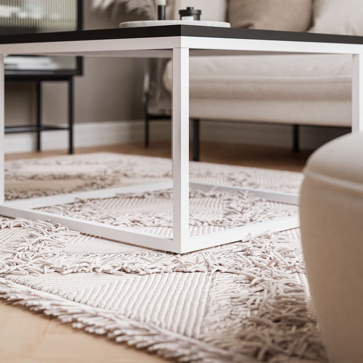 Stolik kawowy YOSHI 60 cm biały czarny mat