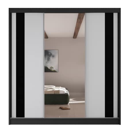 Szafa przesuwna COMODO V200 z lustrem do przedpokoju, garderoby- czarna