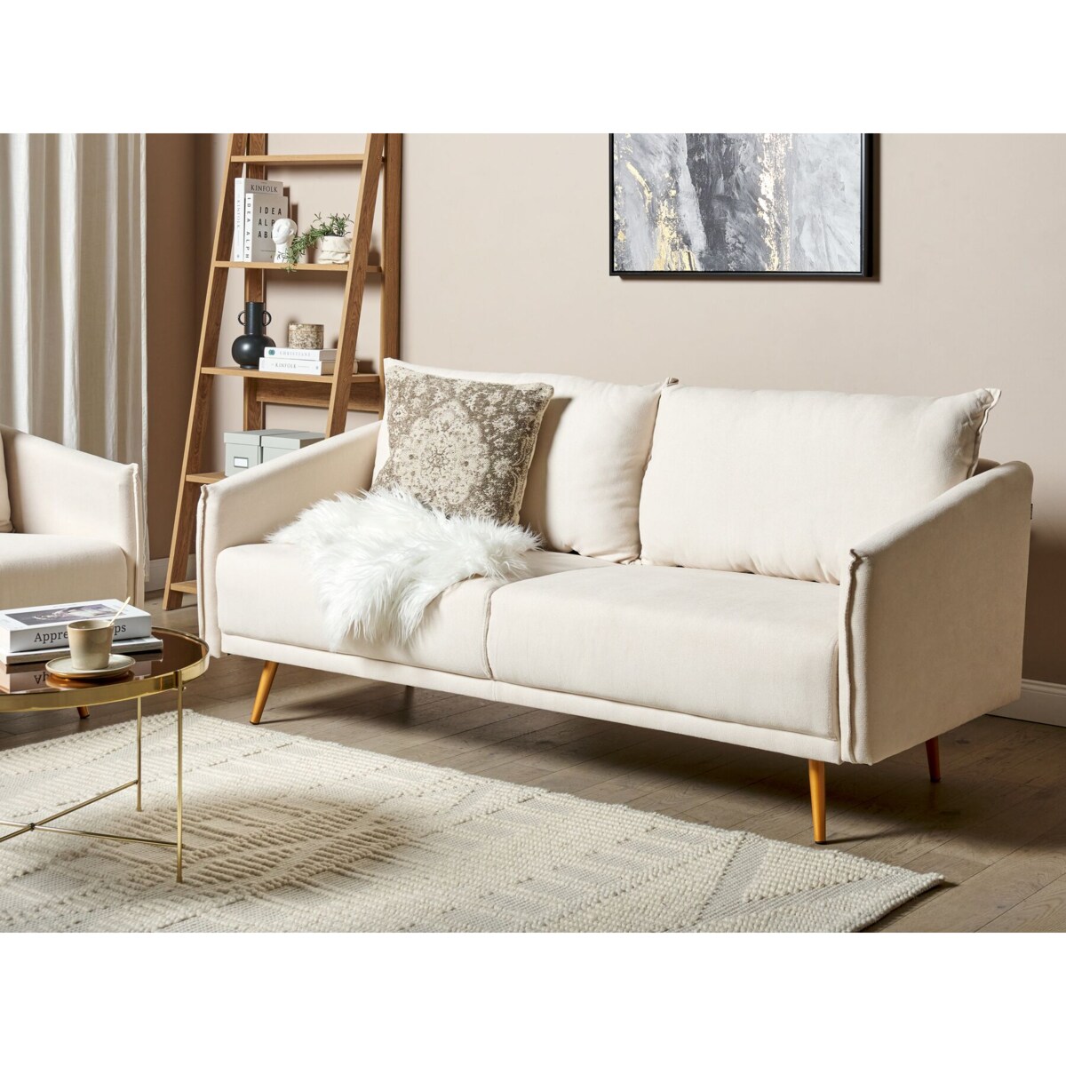 Komplet wypoczynkowy 5-osobowy beżowy MAURA