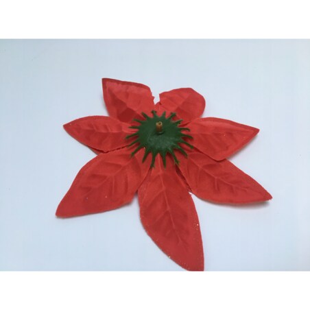 SZTUCZNY KWIAT GWIAZDA BETLEJEMSKA brokatowa czerwona świąteczna dekoracja