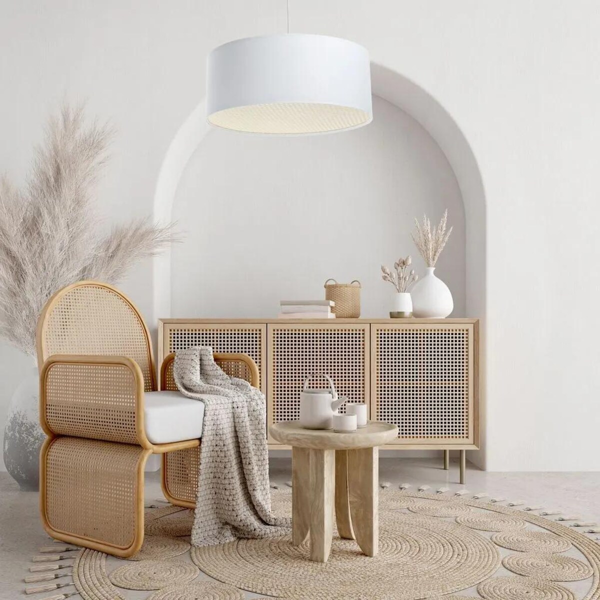 Lampa wisząca MODERN RATTAN 60 biała