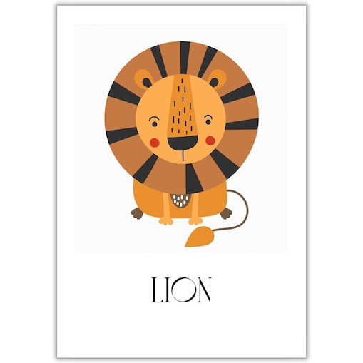 plakat zwierzaki z afryki lion 21x30 cm