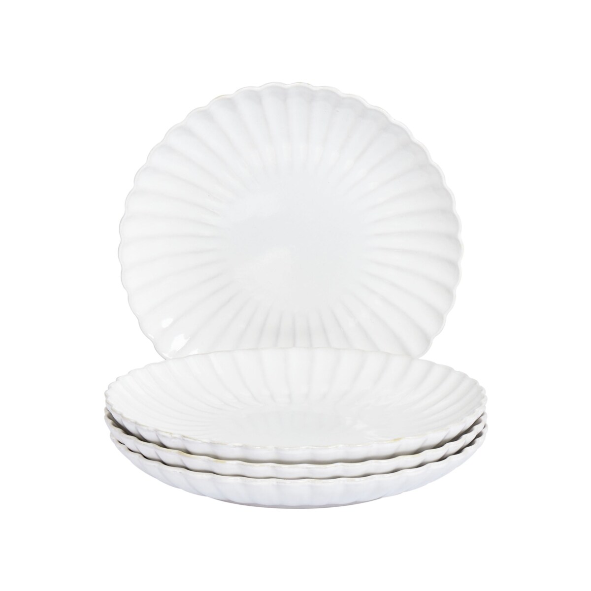 Zestaw 4 dużych talerzy NETTLE Kamionka Biały