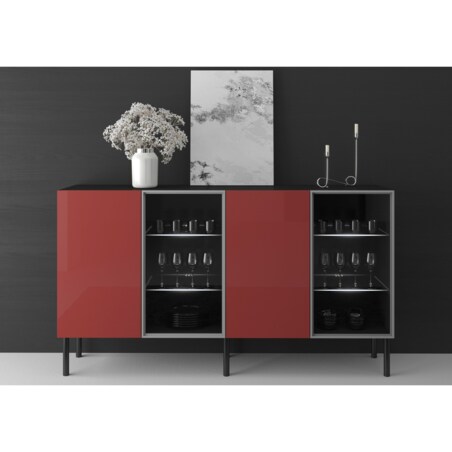 Podświetlana Witryna Lilka Czarna-Czerwona / szer. 138 cm