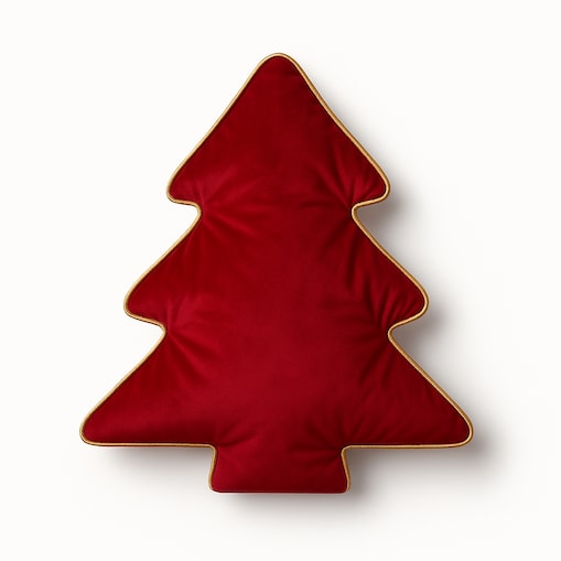 Czerwona poduszka w kształcie choinki