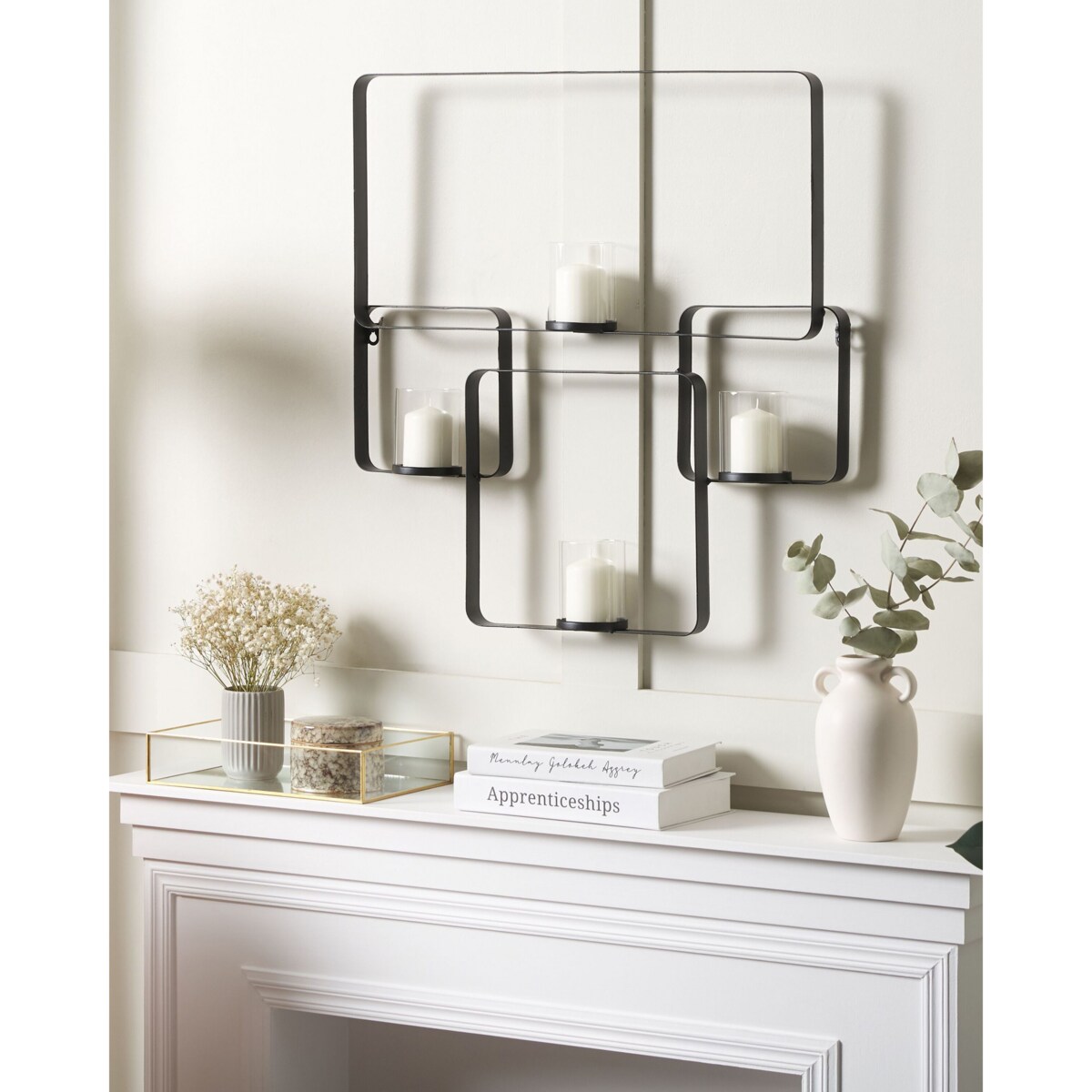 Świecznik ścienny metalowy 65 cm czarny PALAWAN